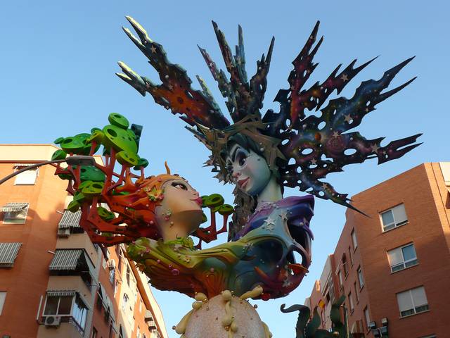 One of the elaborate monuments that can be found throughout Alicante during Las Hogueras de San Juan