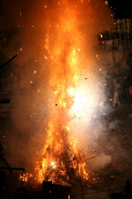 Holi bonfire in Udaipur