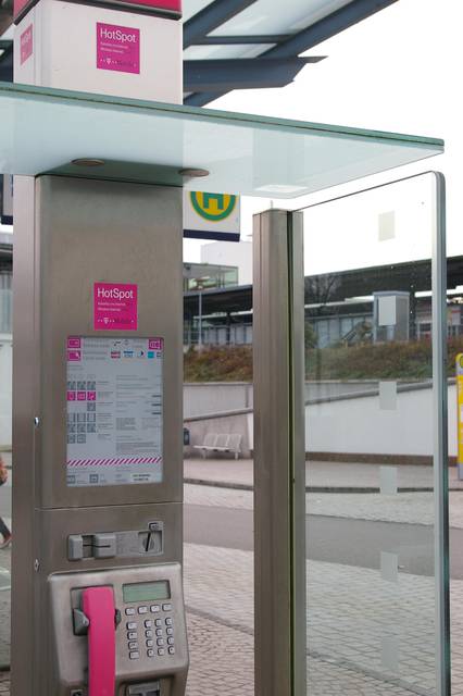 In a public pay phone, there is also sometimes a hotspot.