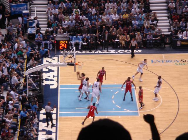 The Utah Jazz playing in Salt Lake City