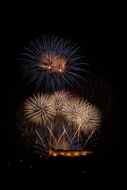 Ignis Brunensis, fireworks show above the Špilberk Castle.