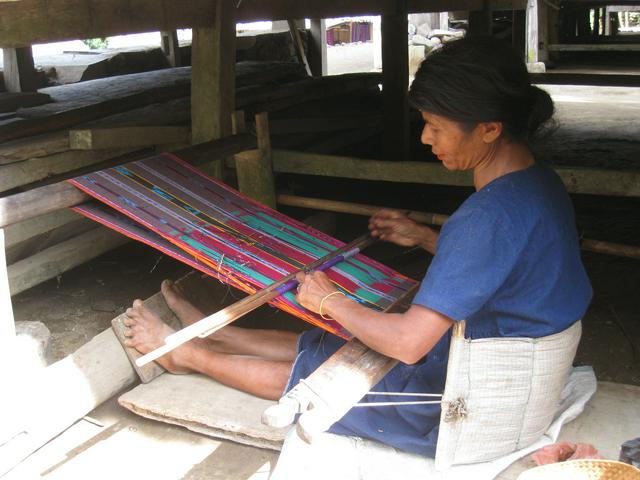 A woman weaving Ikat in an Ngada village