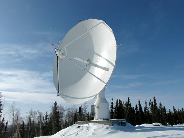 Satellite ground station outside town