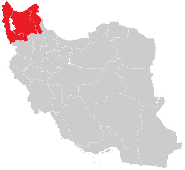 Four provinces in Iranian Azerbaijanː West Azerbaijan (west), East Azerbaijan (middle north), Ardebil (east), and Zanjan (south).