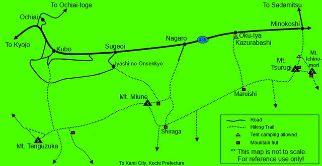 Mountain trail map of the Iya valley