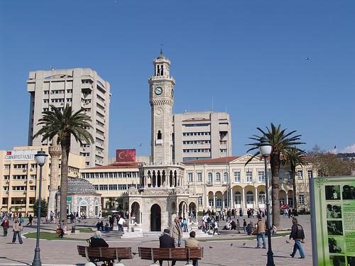 Clock tower in Konak Square, iconic symbol of the city