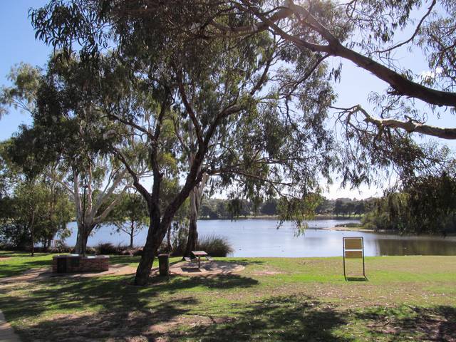 Outdoor barbecues at Jackadder Lake, Woodlands, Western Australia. Similar facilities can be found in many parks across Australia.