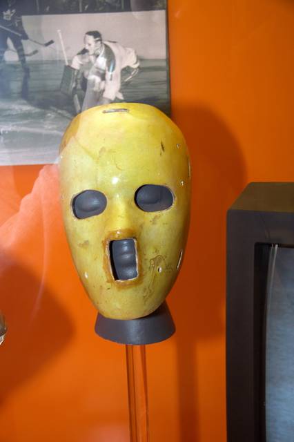 Jacques Plante's Goalie Mask on display in the Science and Technology Museum