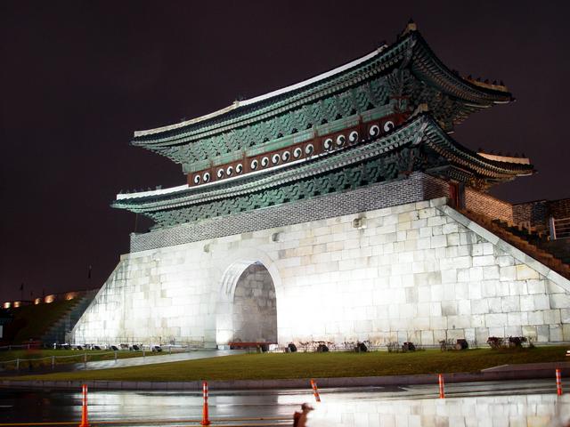 Night view of Janganmun, the north gate to Hwaseong fortress