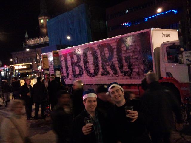 Tuborg truck and two guys on J day