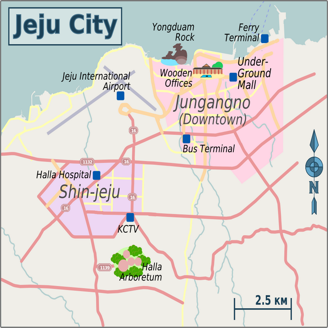 Map of Jeju City.