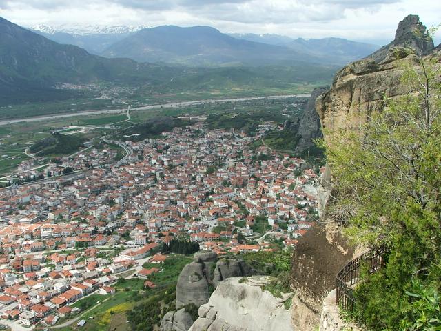 Town of Kalambaka view from top of Meteora