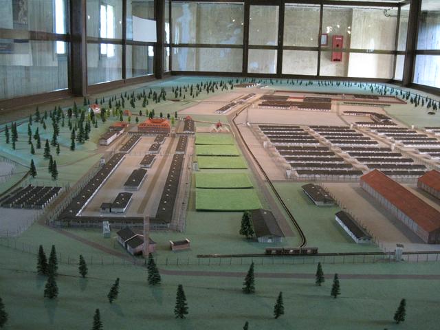 Model of the Stutthof concentration camp (in the foreground are the gas chamber and the crematorium)