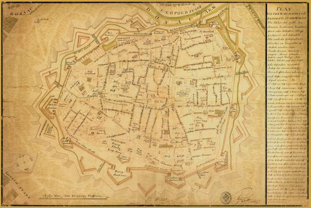 Most of the historic core of Vienna has already been in place in early 1700s – do note the fortifications later replaced with the Ring.
