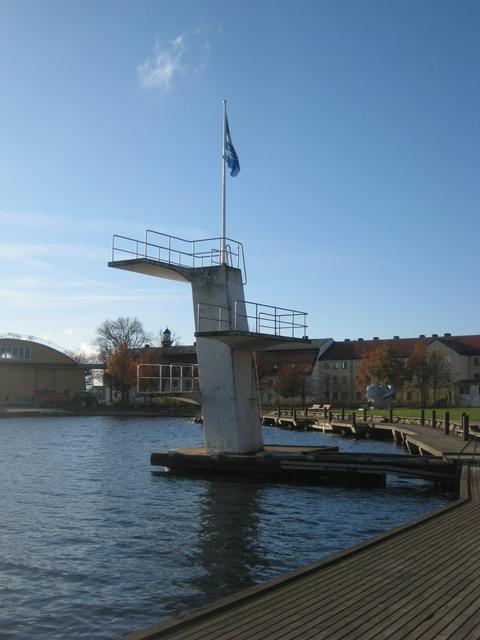 The diving board at the 'beach' on Stumholmen