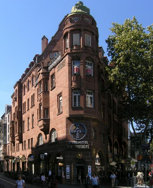 Court Pharmacy (Hof-Apotheke), Kaiserstraße 201, the oldest pharmacy in Karlsruhe and an early building by the Art Nouveau architect Hermann Billing (1867-1946), a native of the city