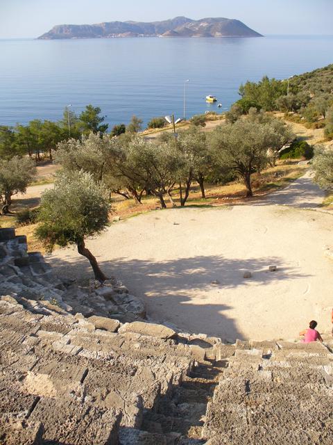 The Greek island of Kastellorizo as seen from the ancient theatre of Antiphellos