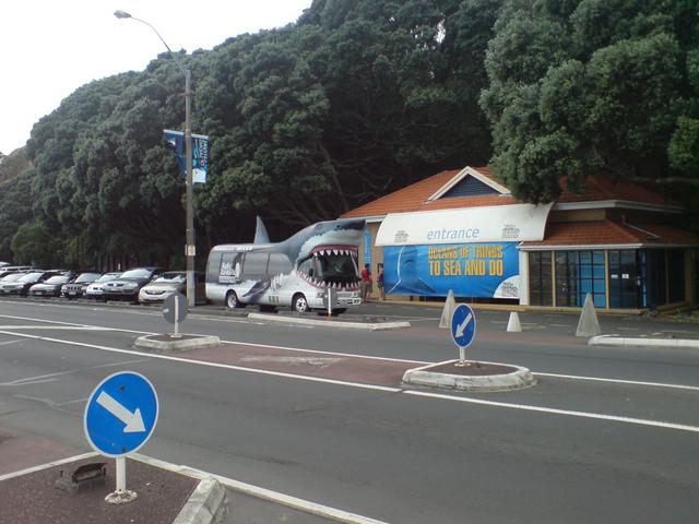 Kelly Tarlton's entrance and "shark" shuttle bus