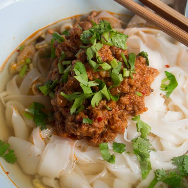 The local version of khao soi in Chiang Saen is called "khao soi nam na"