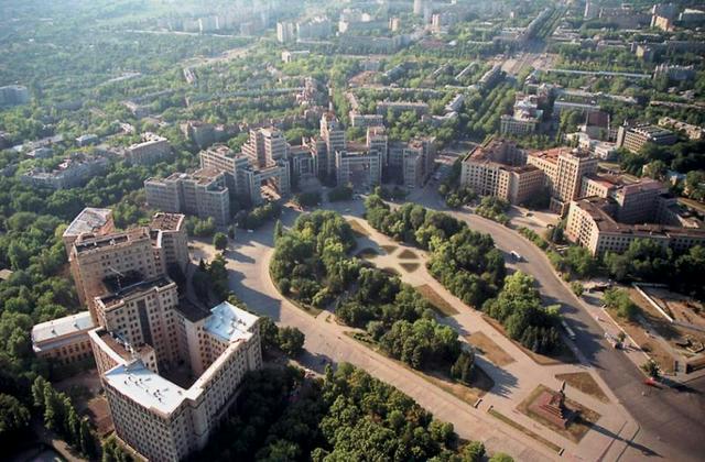 Freedom Square, in Kharkiv. The third largest city-centre square in Europe.