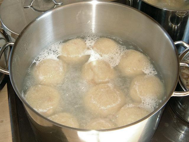 Silesian dumplings boiling