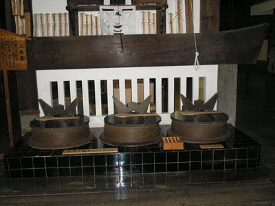 Huge rice cooking pots at Kongobuji Temple, Mt. Koya