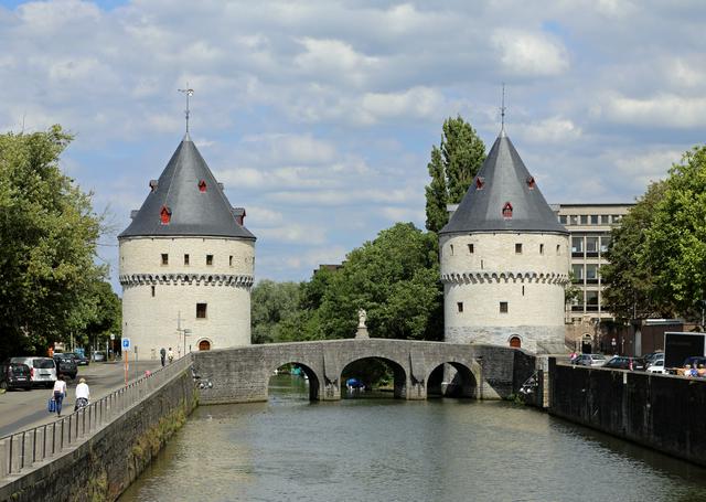 Broel Towers along the River Lys