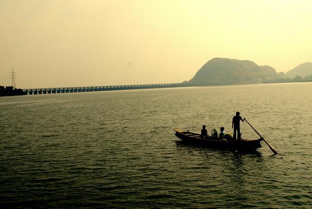 Krishna river near Vijayawada Prakasam Barrage