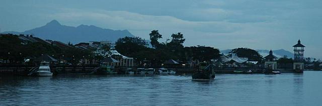 Kuching riverfront at dusk