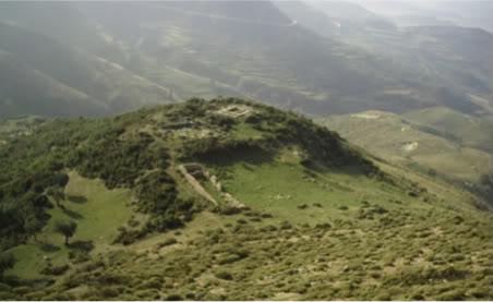 A picture taken by the air of a castle in Kurvelesh in the Tepelene District