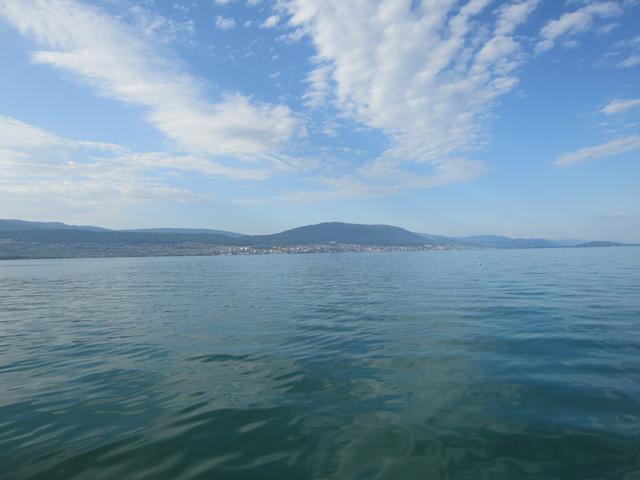 The town as seen from a boat on the lake