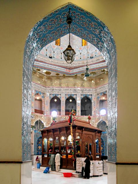 A view of the shrine from inside showing the resting place of Lal Shahbaz Qalandar