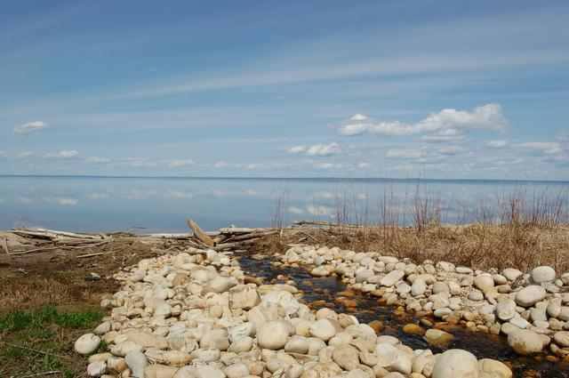 Canyon Creek flowing into Lesser Slave Lake