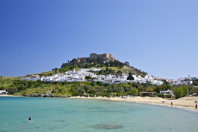 Lindos rising above the main beach