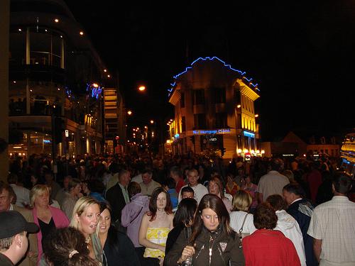 Letterkenny's revellers on the Main Street at night