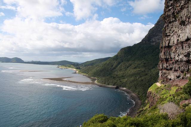 Sheer volcanic cliffs, and lagoons