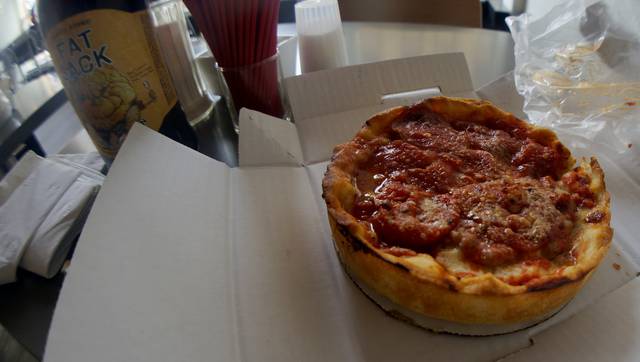 Personal pan deep dish pizza.