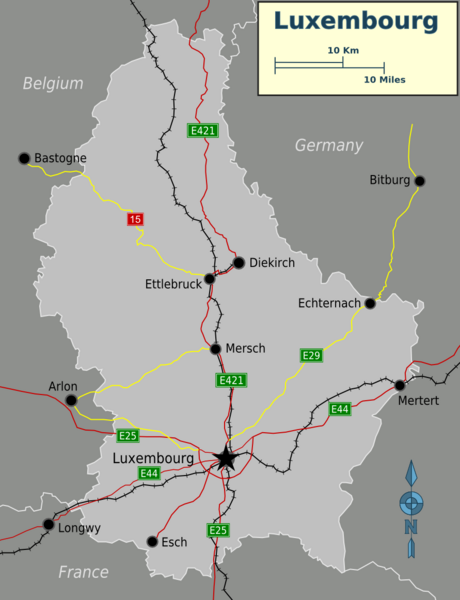 Luxembourg: main road and rail connections