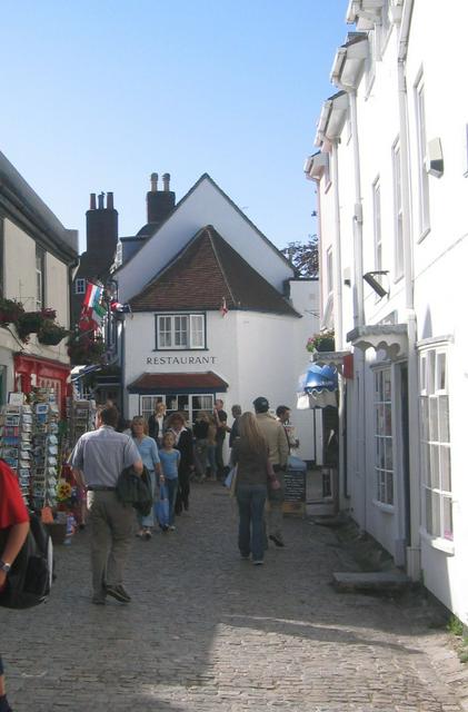 Cobbled streets in Lymington's town centre