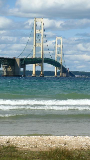 Mackinac bridge from the beach.