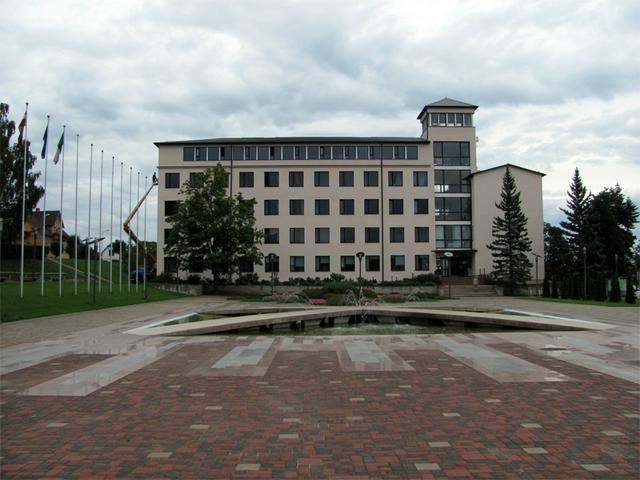 Madona City Hall and the Saieta laukums ("Gathering Square")