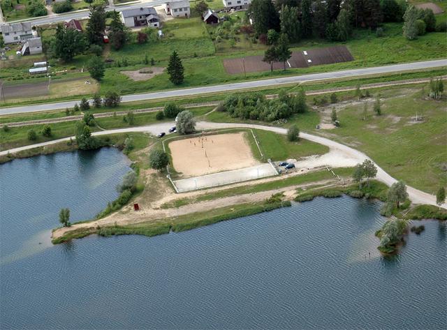 Madona lake and the beach volleyball fields from above