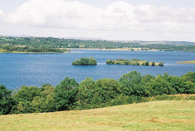 Not a lake, or a loch, but a "lough": namely, Lough Erne, County Fermanagh