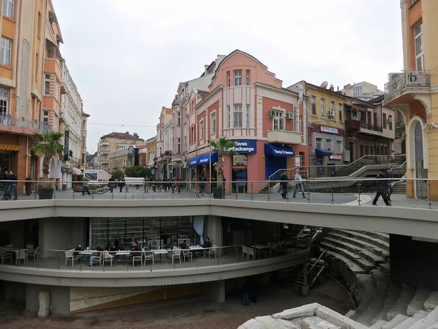 The Roman Stadium (viewed from the seats) is literally under the city streets of Plovdiv.