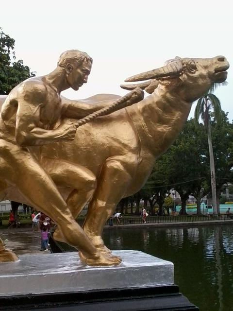 The Man and Carabao statue in the Provincial Lagoon