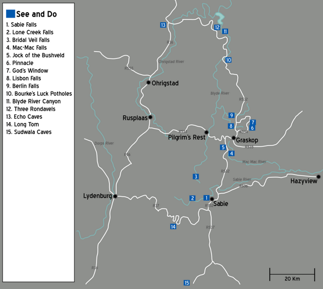 Map of the escarpment and canyon