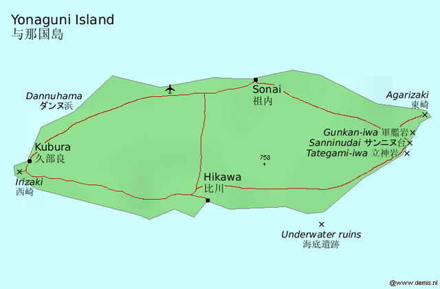 Map of Yonaguni Island