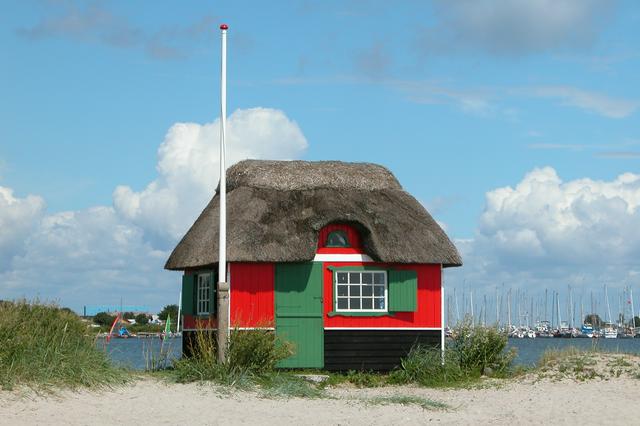 Beach hut on the beach at Ærø Hale