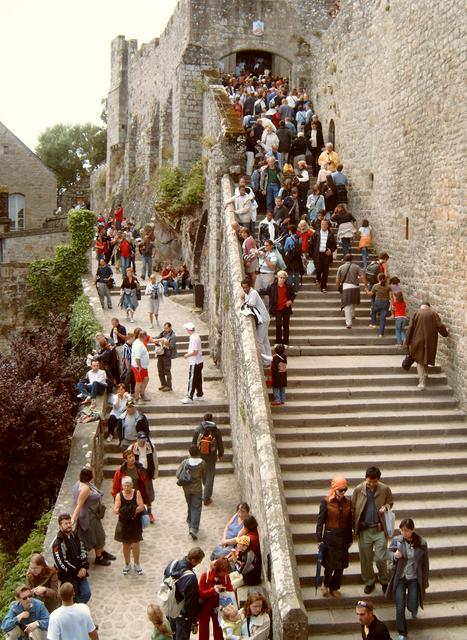 Crowds and stairs