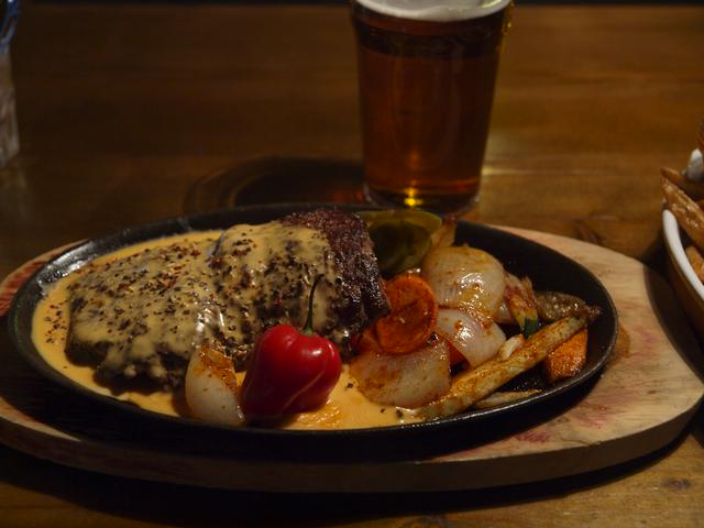 Mexican-style steak au poivre with habanero pepper at restaurant Pancho Villa.